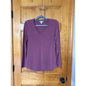 Athleta Essential V-Neck Long Sleeve Top Womens Medium Casual Blouse